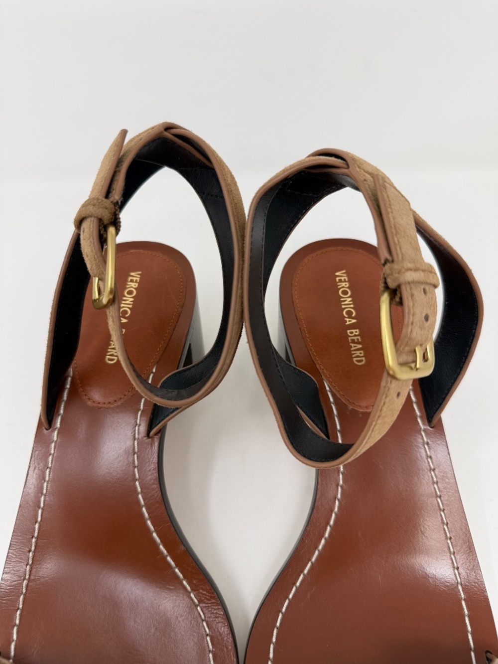 New Veronica Beard Elia Ankle Strap Sandal Hazelwood Sz 8.5 - Picture 10 of 13